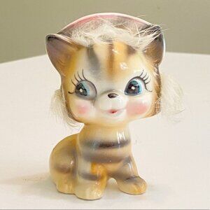 Vintage - Ceramic Off White Orange Tabby Sitting Ca…
